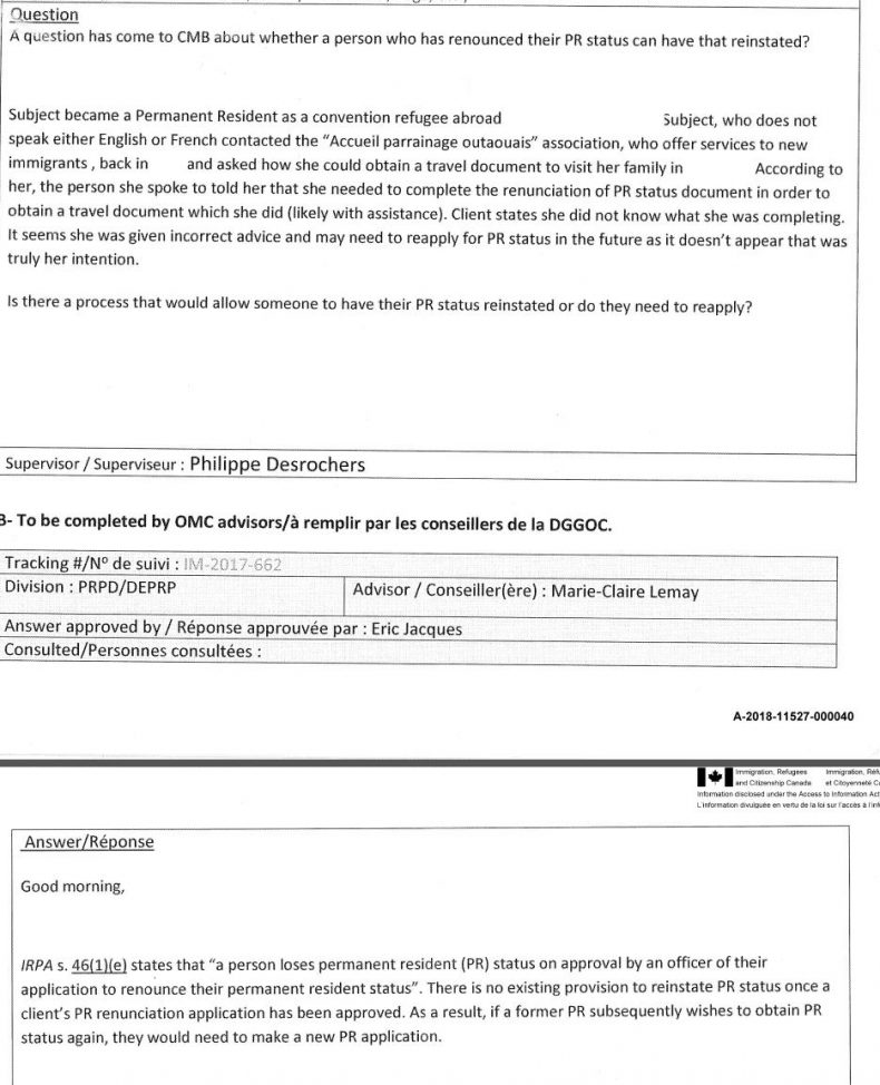 Renouncing Permanent Resident Status Steven Meurrens